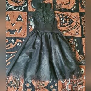 Killstar Nyte Nymph Party Dress Size S Lace Up Details And Bat Lace